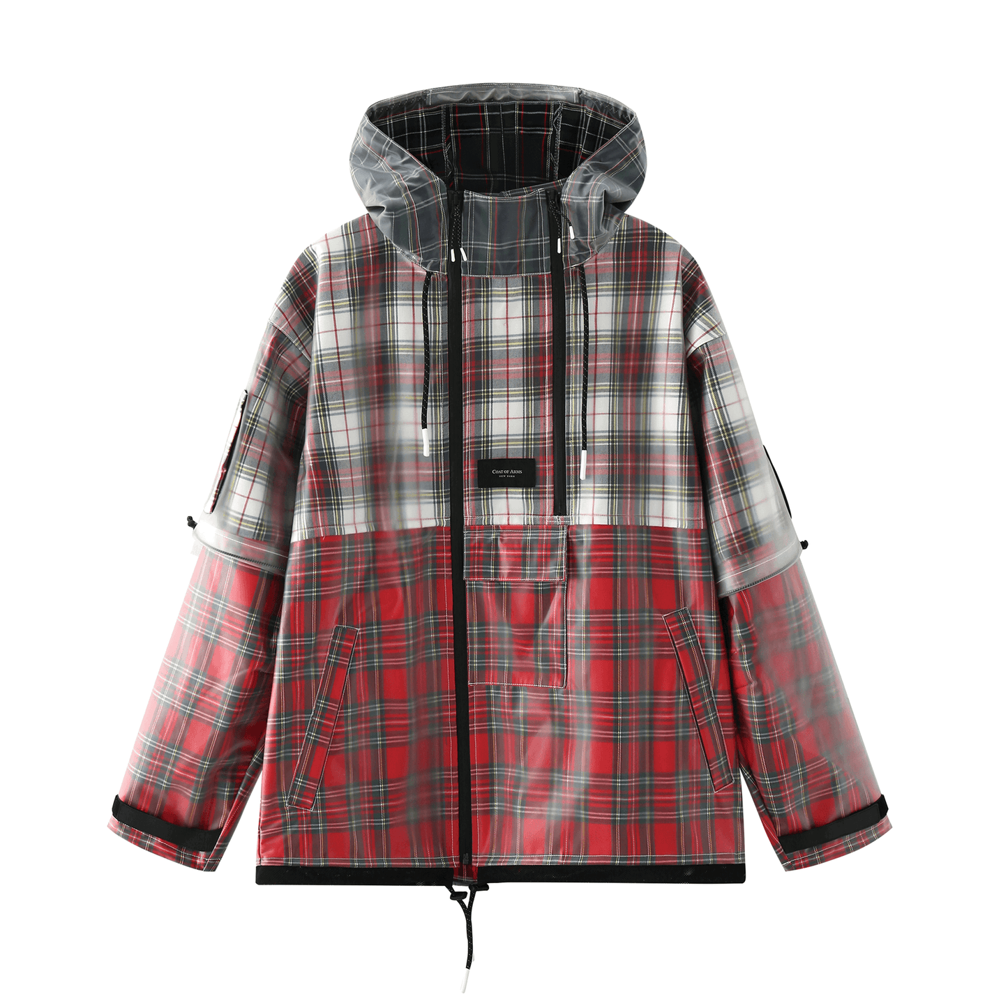 3D Tartain Plaid Lined Raincoat