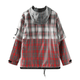 3D Tartain Plaid Lined Raincoat