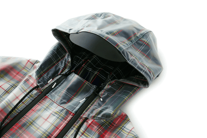3D Tartain Plaid Lined Raincoat