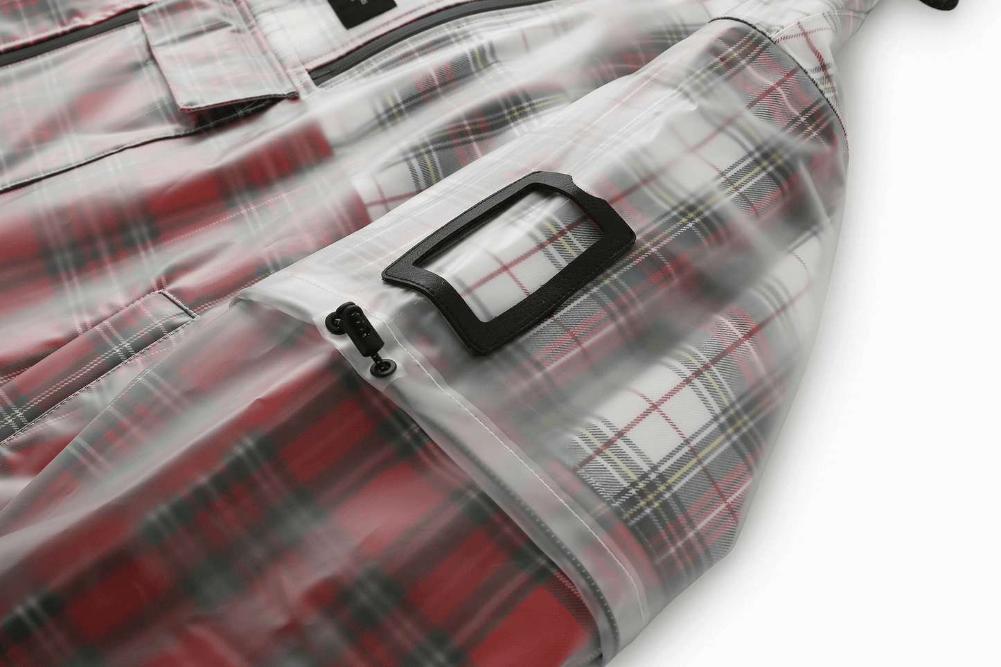 3D Tartain Plaid Lined Raincoat