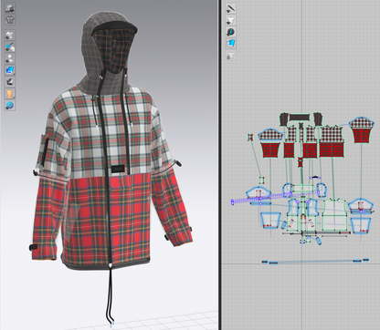 3D Tartain Plaid Lined Raincoat