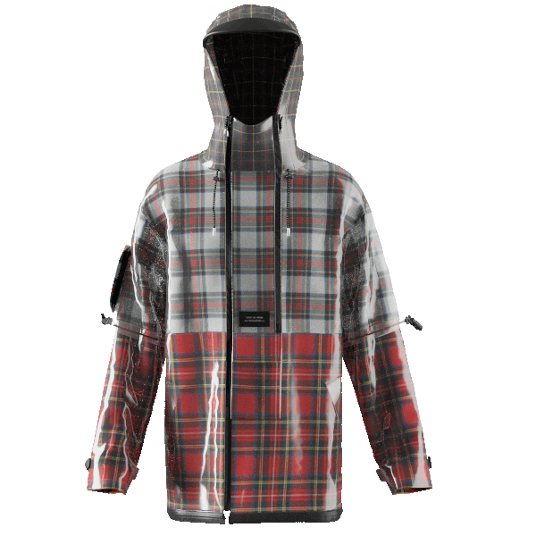 3D tartan raincoat
