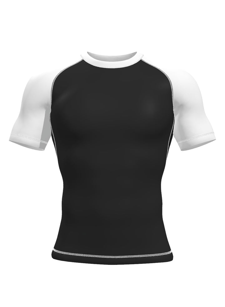 Custom Short Sleeve Rashguard - Black/White Front