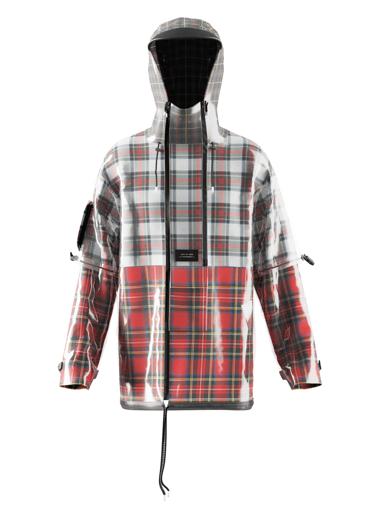 3D Tartain Plaid Lined Raincoat