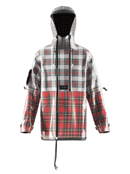 3D Tartain Plaid Lined Raincoat