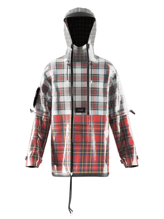 3D Tartain Plaid Lined Raincoat