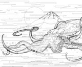 Vector Japanese Octopuss Graphic T-shirt