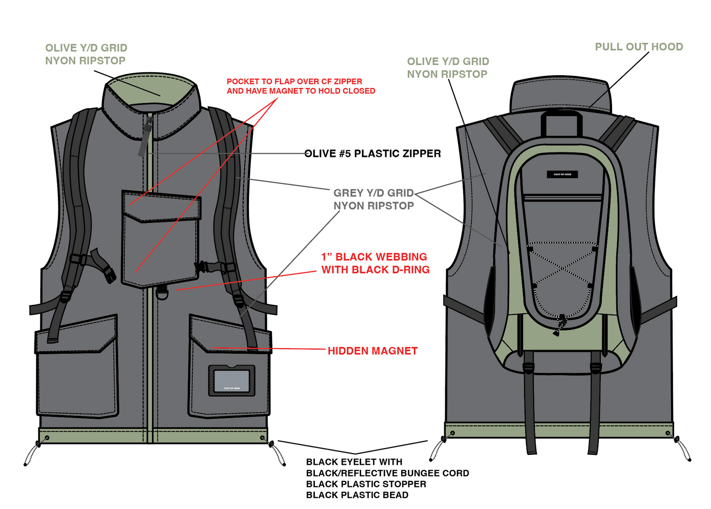 Back Pack with Packable Down Vest