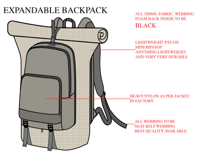 Expandable Roll Top Back Pack