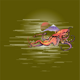 Vector Japanese Octopuss Graphic T-shirt